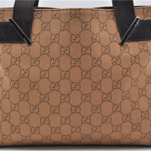 Vintage Gucci Tote Bag Canvas and Leather - Picture 3 of 16